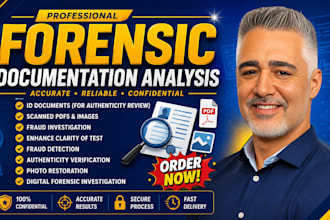do forensic documents analysis for forgery, alteration detection, report writing