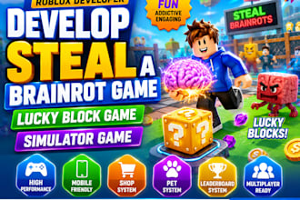 develop a steal a brainrot game, lucky block game simulator game