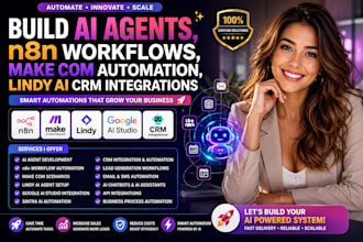 build ai agents, n8n workflows, make com automation, lindy ai CRM integrations