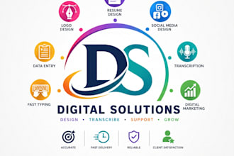 provide professional logo design, resume design, transcription, and data