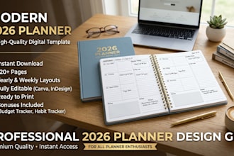 design daily planner, minimalist printable planner, life productivity goal