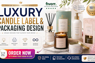 create unique luxury candle label, candle packaging design, can label design