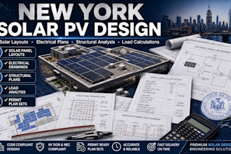 draw new york solar panel layout electrical structural plans and load analysis