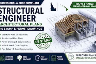 do structural, architect engineer plan design, pe stamp permit in idaho, hawaii