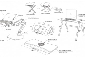 make industrial design laptop accessories design, workspace productivity product