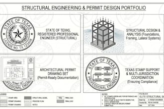 do structural engineering services, usa texas pe stamp support, permit drawing