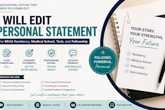 edit personal statement 4 eras residency medical school tech or fellowship