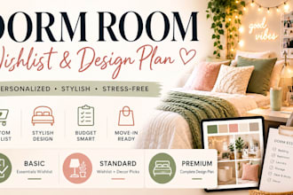 create a personalized dorm room wishlist and design plan