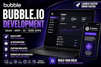 build a bubble web app, saas mvp, ai app, or custom dashboard