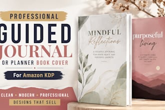 design professional guided journal or planner book cover for amazon KDP
