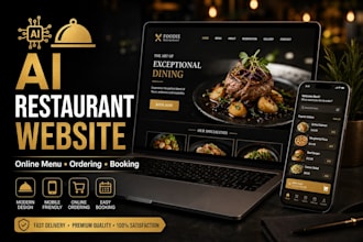design restaurant website with online menu, ordering and booking website