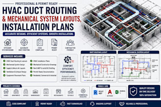 design hvac duct routing and mechanical system layouts, installation plan