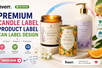 create premium candle label, product label design, can label design