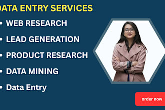 do data entry,  web research and social media ads