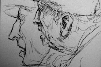 create an original ink and watercolor art