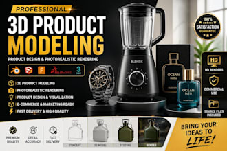 do 3d product modeling, cad design, 3d rendering and product visualization