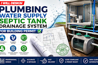 design plumbing water supply septic tank drainage system for building permit