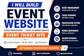 build an event website event management event planning website event ticket site