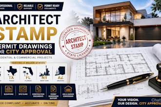 provide architect stamped permit drawings for ca tx fl ny az city approval