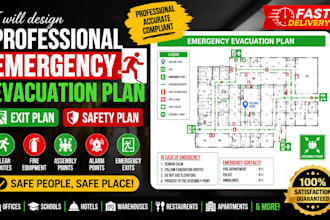design professional emergency evacuation plan, exit plan, safety plan