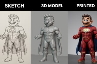 convert 2d photo to 3d toy figure image sketch to 3d model stl for printing