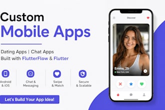 be your flutterflow dating app developer, matchmaking app, fintech app