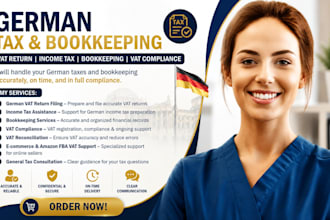 handle german tax filing, vat return, bookkeeping, income tax and german vat