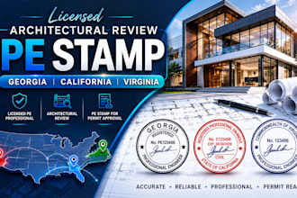 licensed architectural review pe stamp georgia, carlifornia and virginia stamp