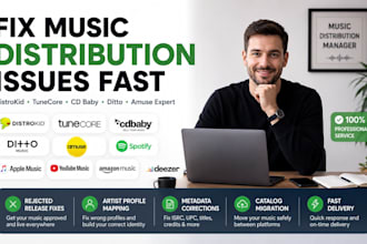 fix issue and distribute music using distrokid, ditto, tunecore, cd baby, amuse
