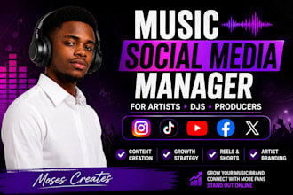 be your music social media manager for artists, djs, and producers