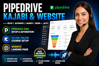 website landingpage funnel pipedrive kajabi online course zapieremails