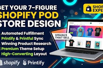 build shopify dropshipping store, shopify website, pod and printify store