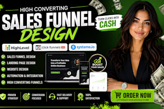 sales funnel in clickfunnel, systeme io, gohighlevel, landing page design, ghl