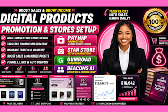 setup stan store, payhip website, payhip promotion, gumroad promotion, linktree