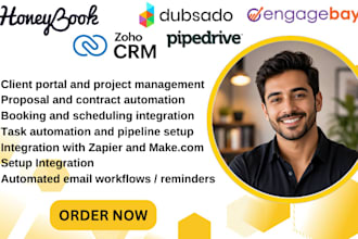setup honeybook crm honeybook dubsado zapier pipedrive automation workflow