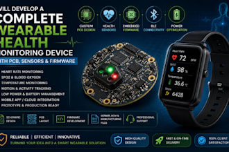 develop a complete wearable health monitoring device with pcb, sensors