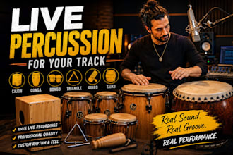 record live cajón, conga, bongo, triangle, guiro and taiko for your track