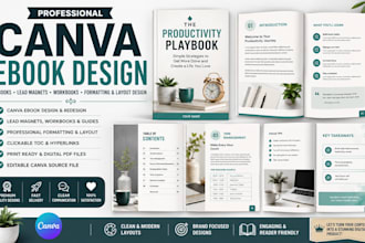 canva ebook design, lead magnet, workbook, ebook formatting PDF layout design