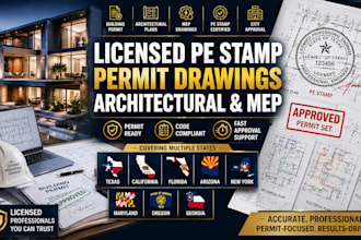 licensed architectural stamp permit drawing mep for maryland, oregon, georgia fl
