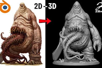 convert 2d to 3d character model figurines action figure 3d toy stl for 3d print