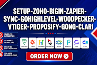 setup zoho bigin zapier sync gohighlevel  woodpecker vtiger proposify gong clari