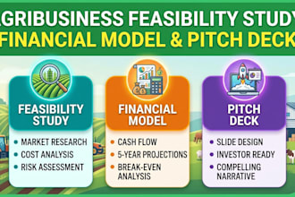 prepare an agribusiness feasibility study, financial model and pitch deck