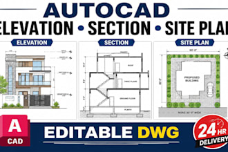 draw autocad elevations, sections, and site plans