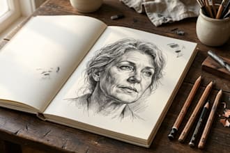 draw a realistic custom pencil sketch portrait from your reference photo