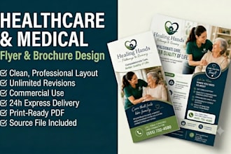design professional medical flyer, healthcare, or home care brochure