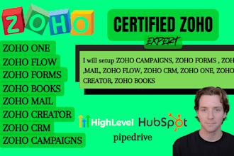 setup zoho CRM, zoho one, zoho book, zoho forms, zoho flow, zoho automation