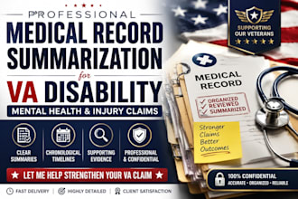 professional medical record summarization for VA disability mental health claims