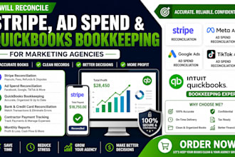 reconcile stripe ad spend and quickbooks bookkeeping for marketing agencies