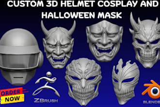 sculpt custom anime mask, oni mask, halloween mask, cyberpunk helmet for cosplay