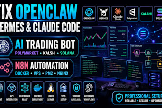 fix setup openclaw hermes trading bot claude code  polymarket solana kalshi n8n